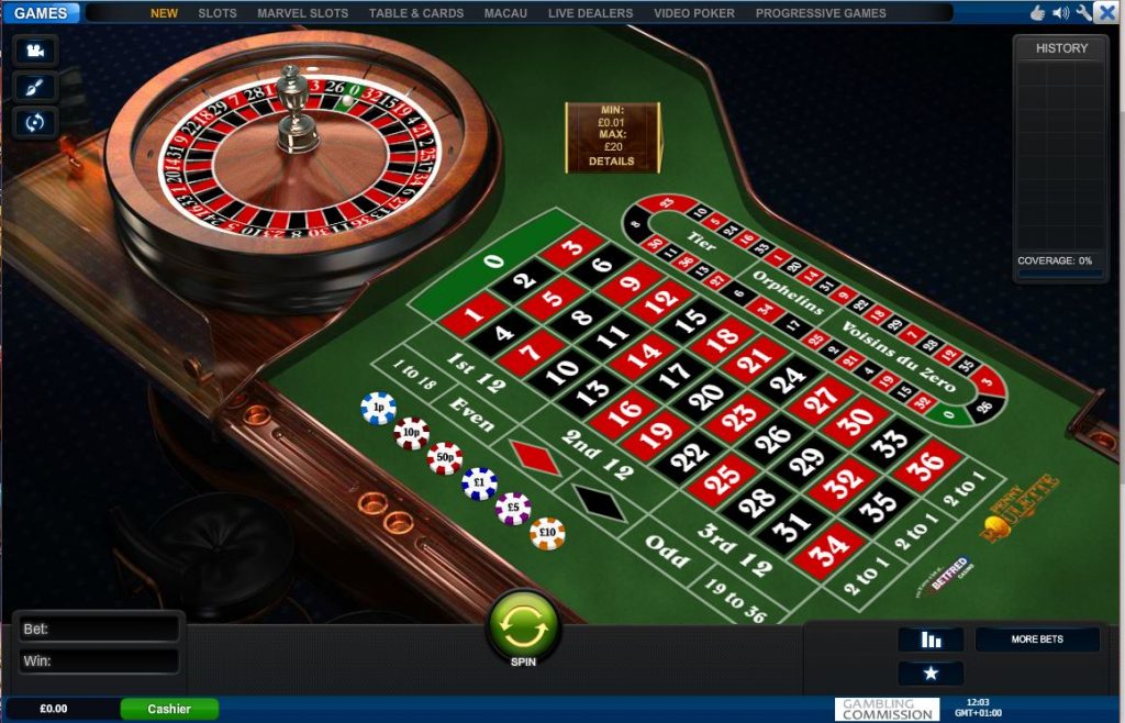 Betfred Penny Roulette £50 sign up bonus 1p Roulette
